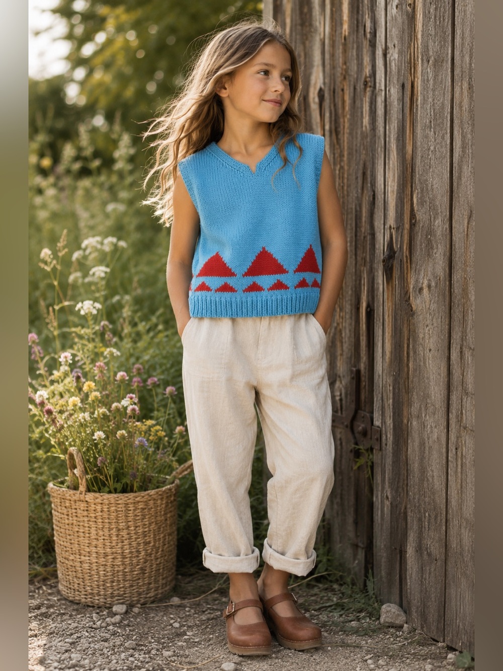 Misha & Puff 100% Wool Intarsia Sweater Vest Size 10 Years